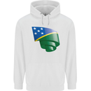 Curled Solomon Islands Flag Day Football Mens 80% Cotton Hoodie White