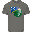 Curled Solomon Islands Flag Day Football Mens Cotton T-Shirt Tee Top Charcoal