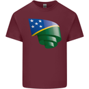 Curled Solomon Islands Flag Day Football Mens Cotton T-Shirt Tee Top Maroon