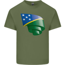 Curled Solomon Islands Flag Day Football Mens Cotton T-Shirt Tee Top Military Green