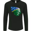 Curled Solomon Islands Flag Day Football Mens Long Sleeve T-Shirt Black