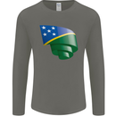 Curled Solomon Islands Flag Day Football Mens Long Sleeve T-Shirt Charcoal