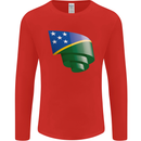 Curled Solomon Islands Flag Day Football Mens Long Sleeve T-Shirt Red