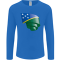 Curled Solomon Islands Flag Day Football Mens Long Sleeve T-Shirt Royal Blue
