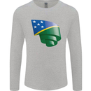 Curled Solomon Islands Flag Day Football Mens Long Sleeve T-Shirt Sports Grey