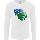 Curled Solomon Islands Flag Day Football Mens Long Sleeve T-Shirt White