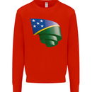Curled Solomon Islands Flag Day Football Mens Sweatshirt Jumper Bright Red