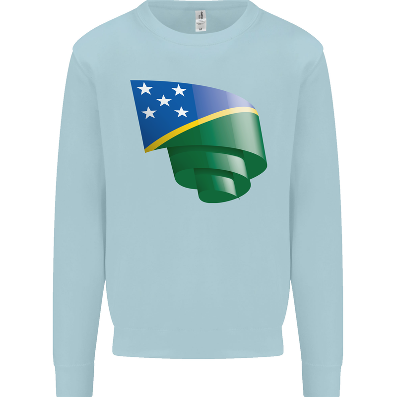 Curled Solomon Islands Flag Day Football Mens Sweatshirt Jumper Light Blue