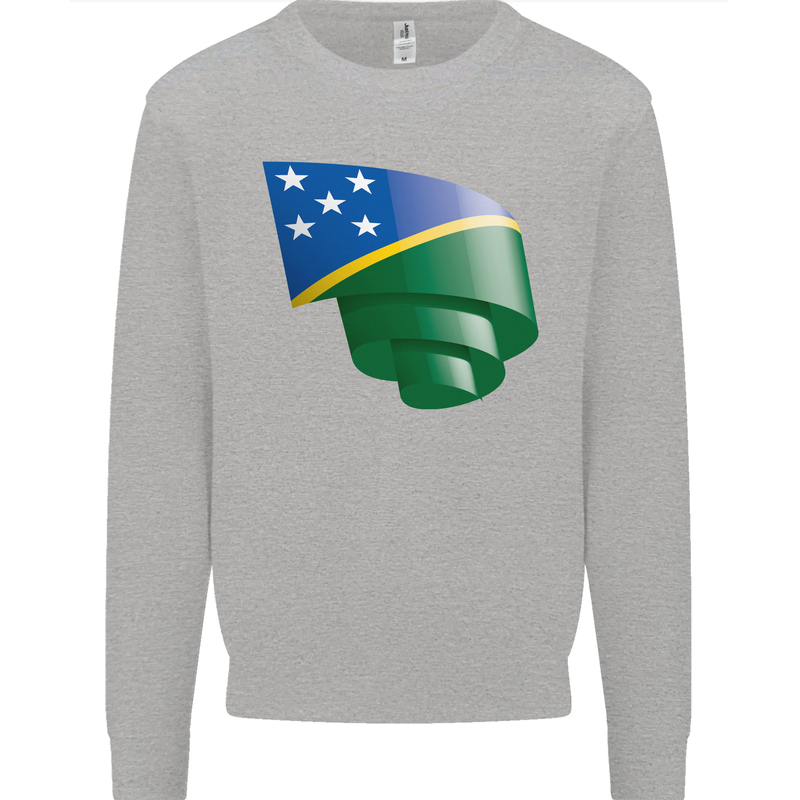 Curled Solomon Islands Flag Day Football Mens Sweatshirt Jumper Sports Grey