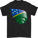 Curled Solomon Islands Flag Day Football Mens T-Shirt 100% Cotton Black
