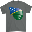 Curled Solomon Islands Flag Day Football Mens T-Shirt 100% Cotton Charcoal