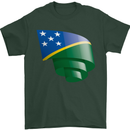 Curled Solomon Islands Flag Day Football Mens T-Shirt 100% Cotton Forest Green