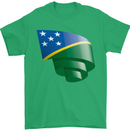 Curled Solomon Islands Flag Day Football Mens T-Shirt 100% Cotton Irish Green