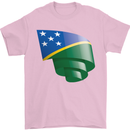 Curled Solomon Islands Flag Day Football Mens T-Shirt 100% Cotton Light Pink