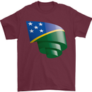 Curled Solomon Islands Flag Day Football Mens T-Shirt 100% Cotton Maroon