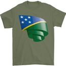 Curled Solomon Islands Flag Day Football Mens T-Shirt 100% Cotton Military Green