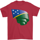 Curled Solomon Islands Flag Day Football Mens T-Shirt 100% Cotton Red