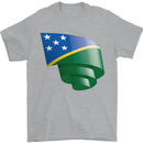 Curled Solomon Islands Flag Day Football Mens T-Shirt 100% Cotton Sports Grey