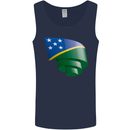 Curled Solomon Islands Flag Day Football Mens Vest Tank Top Navy Blue