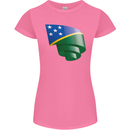 Curled Solomon Islands Flag Day Football Womens Petite Cut T-Shirt Azalea
