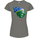 Curled Solomon Islands Flag Day Football Womens Petite Cut T-Shirt Charcoal
