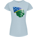 Curled Solomon Islands Flag Day Football Womens Petite Cut T-Shirt Light Blue