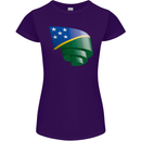 Curled Solomon Islands Flag Day Football Womens Petite Cut T-Shirt Purple