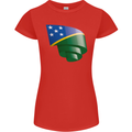 Curled Solomon Islands Flag Day Football Womens Petite Cut T-Shirt Red