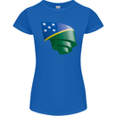 Curled Solomon Islands Flag Day Football Womens Petite Cut T-Shirt Royal Blue