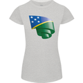 Curled Solomon Islands Flag Day Football Womens Petite Cut T-Shirt Sports Grey