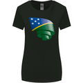 Curled Solomon Islands Flag Day Football Womens Wider Cut T-Shirt Black