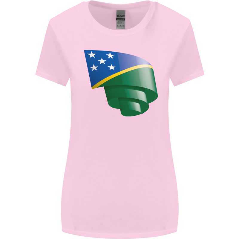 Curled Solomon Islands Flag Day Football Womens Wider Cut T-Shirt Light Pink