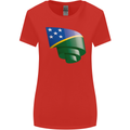 Curled Solomon Islands Flag Day Football Womens Wider Cut T-Shirt Red