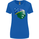 Curled Solomon Islands Flag Day Football Womens Wider Cut T-Shirt Royal Blue
