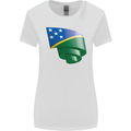 Curled Solomon Islands Flag Day Football Womens Wider Cut T-Shirt White