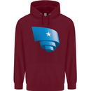 Curled Somalia Flag Somalian Day Football Childrens Kids Hoodie Maroon