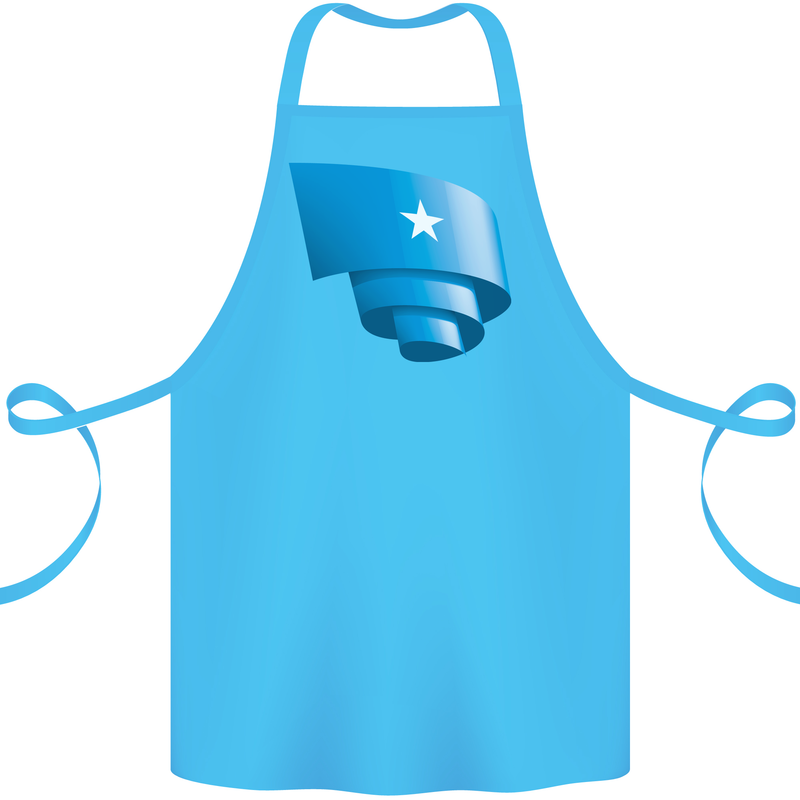 Curled Somalia Flag Somalian Day Football Cotton Apron 100% Organic Turquoise