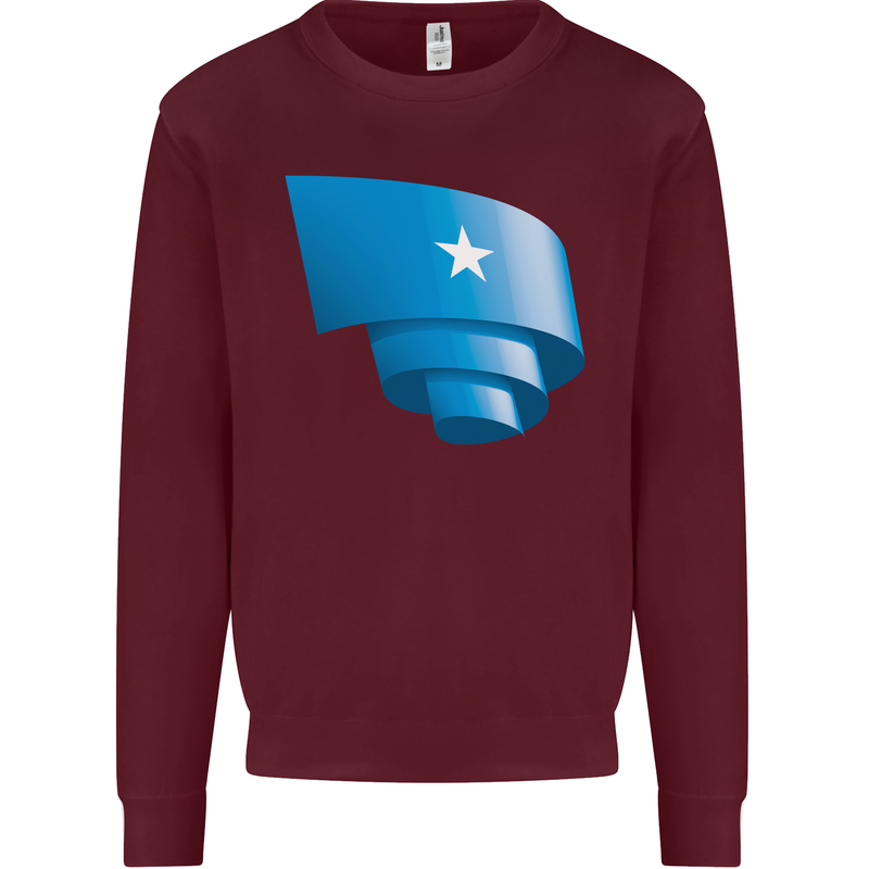 Curled Somalia Flag Somalian Day Football Kids Sweatshirt Jumper Maroon