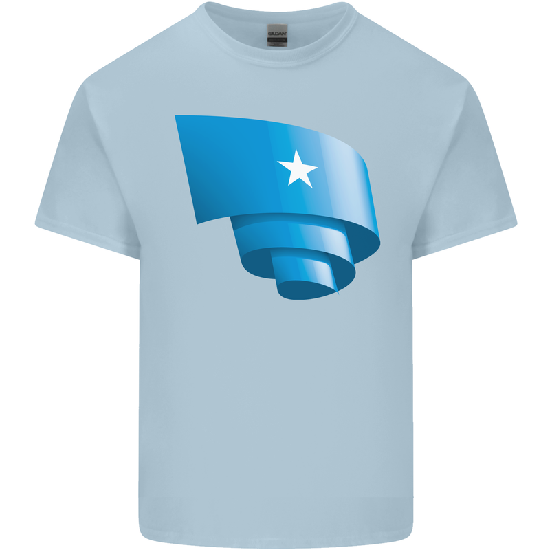 Curled Somalia Flag Somalian Day Football Kids T-Shirt Childrens Light Blue