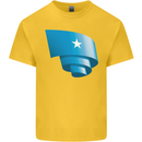 Curled Somalia Flag Somalian Day Football Kids T-Shirt Childrens Yellow