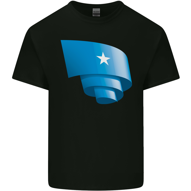 Curled Somalia Flag Somalian Day Football Mens Cotton T-Shirt Tee Top Black