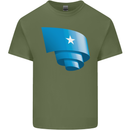 Curled Somalia Flag Somalian Day Football Mens Cotton T-Shirt Tee Top Military Green
