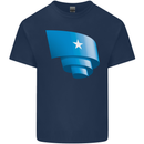 Curled Somalia Flag Somalian Day Football Mens Cotton T-Shirt Tee Top Navy Blue