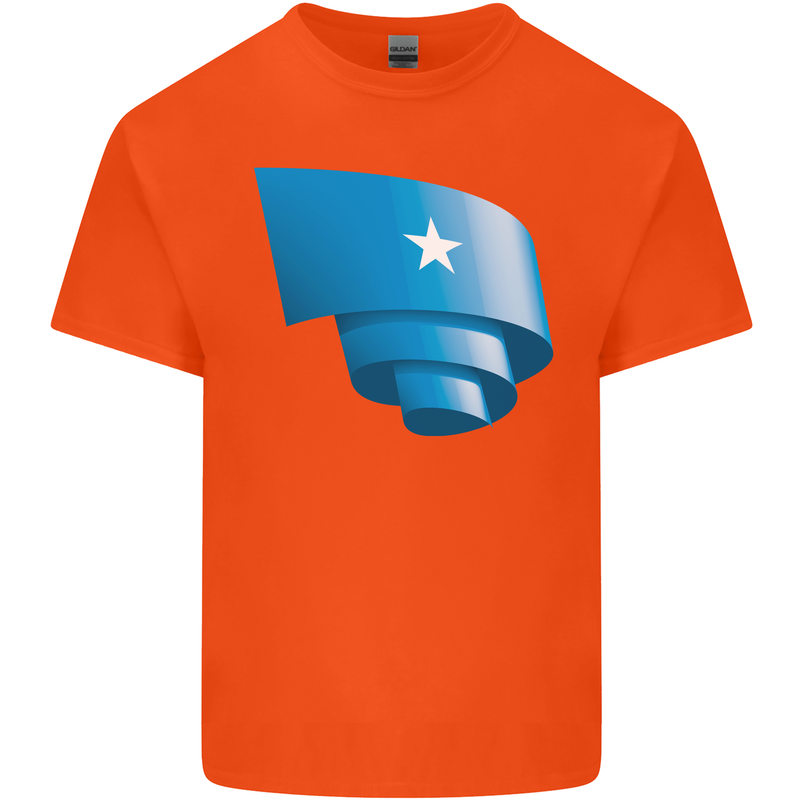 Curled Somalia Flag Somalian Day Football Mens Cotton T-Shirt Tee Top Orange