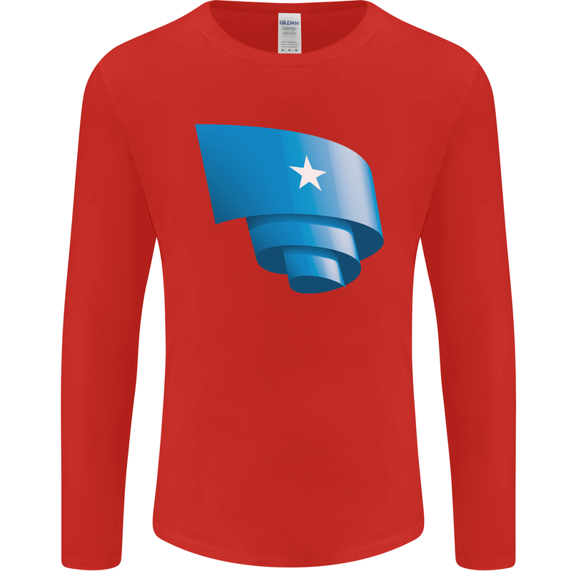 Curled Somalia Flag Somalian Day Football Mens Long Sleeve T-Shirt Red