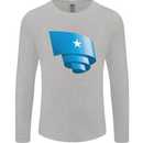 Curled Somalia Flag Somalian Day Football Mens Long Sleeve T-Shirt Sports Grey