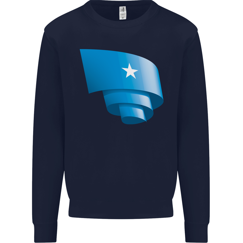 Curled Somalia Flag Somalian Day Football Mens Sweatshirt Jumper Navy Blue