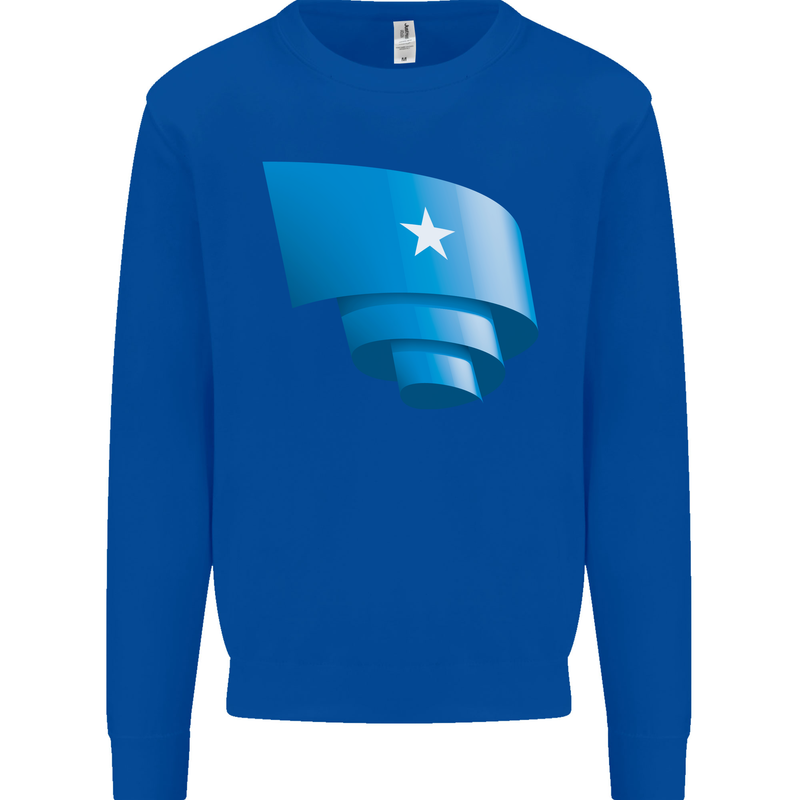 Curled Somalia Flag Somalian Day Football Mens Sweatshirt Jumper Royal Blue