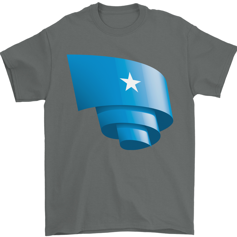 Curled Somalia Flag Somalian Day Football Mens T-Shirt 100% Cotton Charcoal