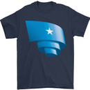 Curled Somalia Flag Somalian Day Football Mens T-Shirt 100% Cotton Navy Blue